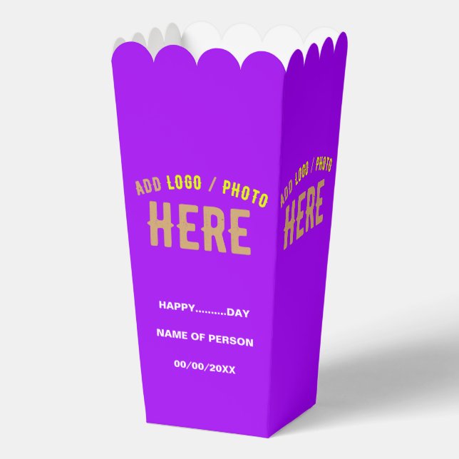 STYLISH MODERN CUSTOMIZABLE VIOLET BRANDED POPCORN FAVOR BOX (Front)