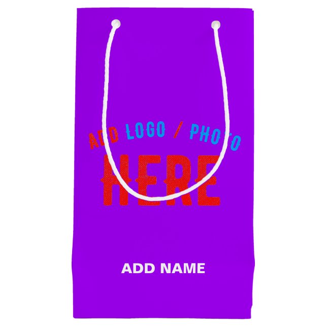 STYLISH MODERN CUSTOMIZABLE VIOLET VERIFIED BRAND SMALL GIFT BAG (Front)