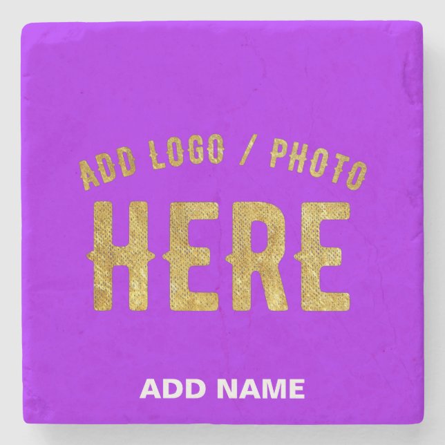 STYLISH MODERN CUSTOMIZABLE VIOLET VERIFIED BRAND STONE COASTER (Front)