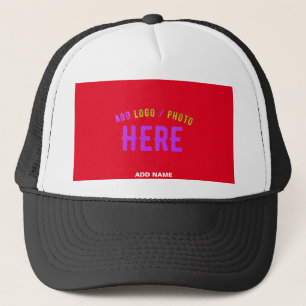 STYLISH MODERN CUSTOMIZABLE WHITE BLACK RED BRAND TRUCKER HAT