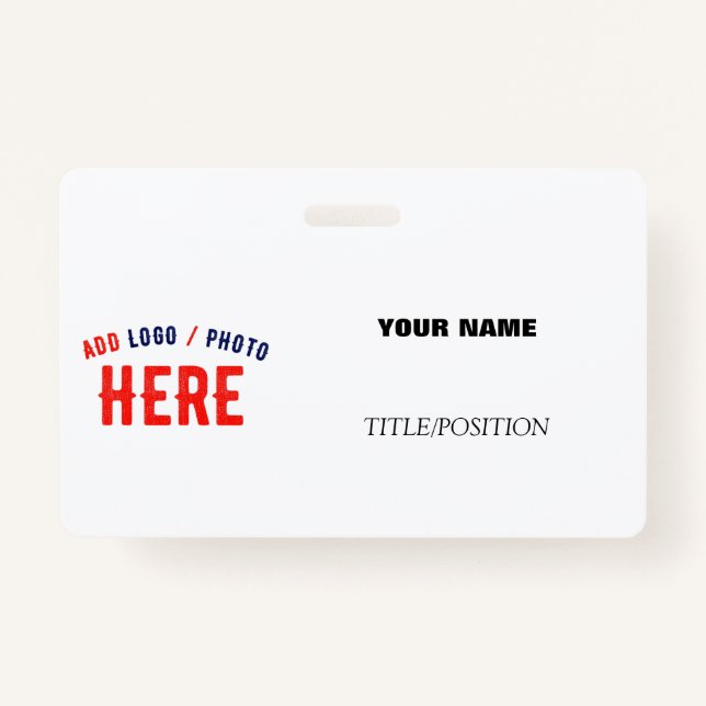STYLISH MODERN CUSTOMIZABLE WHITE BRAND RECTANGLE BADGE (Front)