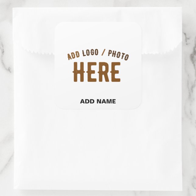 STYLISH MODERN CUSTOMIZABLE WHITE BRANDED BAG SQUARE STICKER (Bag)