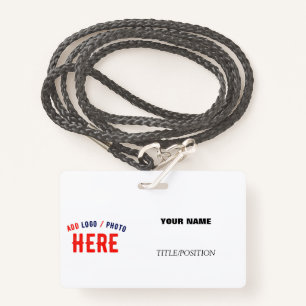 STYLISH MODERN CUSTOMIZABLE WHITE BRANDED LANYARD BADGE