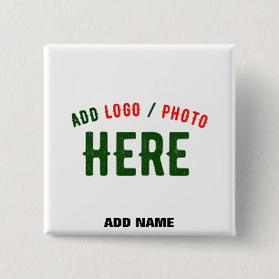 STYLISH MODERN CUSTOMIZABLE WHITE VERIFIED BRAND 2 INCH SQUARE BUTTON