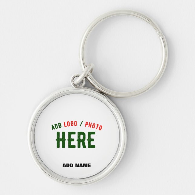 STYLISH MODERN CUSTOMIZABLE WHITE VERIFIED BRAND KEYCHAIN (Front)