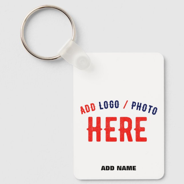 STYLISH MODERN CUSTOMIZABLE WHITE VERIFIED BRAND KEYCHAIN (Front)