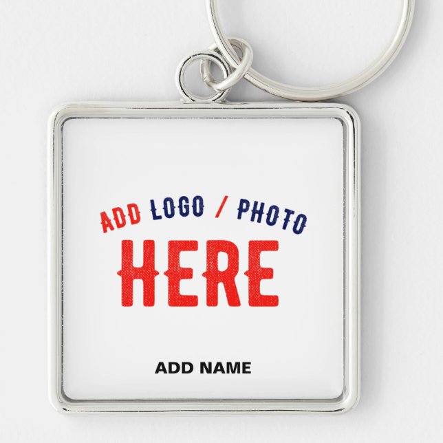STYLISH MODERN CUSTOMIZABLE WHITE VERIFIED BRAND KEYCHAIN (Front)