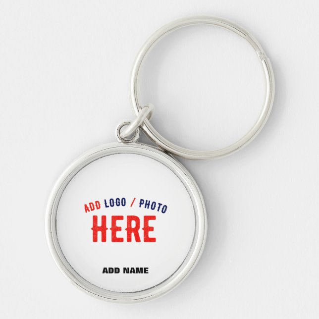 STYLISH MODERN CUSTOMIZABLE WHITE VERIFIED BRAND KEYCHAIN (Front)
