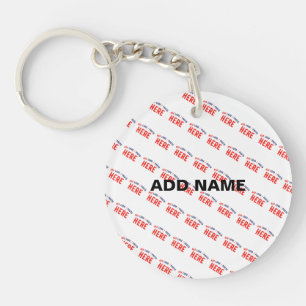 STYLISH MODERN CUSTOMIZABLE WHITE VERIFIED BRAND KEYCHAIN