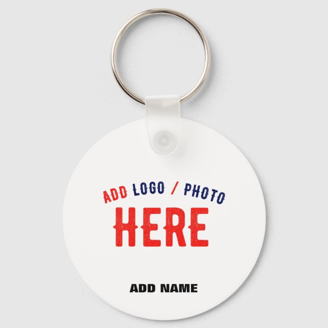 STYLISH MODERN CUSTOMIZABLE WHITE VERIFIED BRAND KEYCHAIN (Front)