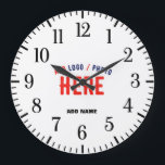 STYLISH MODERN CUSTOMIZABLE WHITE VERIFIED BRAND LARGE CLOCK<br><div class="desc">THIS IS A DESIGN FITTING FOR EVERYONE.YOU CAN CHANGE, RESIZE OR ADD LOGO, PHOTO, TEXT AND COLOURS THE WAY YOU LIKE.THANK YOU.</div>
