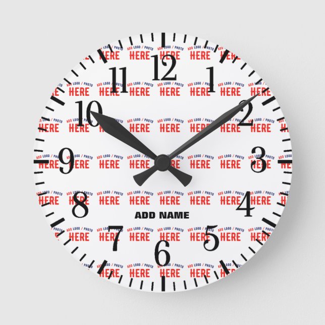 STYLISH MODERN CUSTOMIZABLE WHITE VERIFIED BRAND ROUND CLOCK (Front)