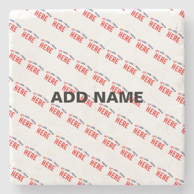 STYLISH MODERN CUSTOMIZABLE WHITE VERIFIED BRAND STONE COASTER (Front)