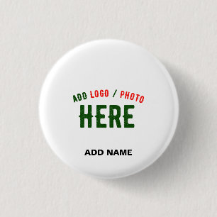 STYLISH MODERN CUSTOMIZABLE WHITE VERIFIED BRANDED 1 INCH ROUND BUTTON