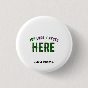 STYLISH MODERN CUSTOMIZABLE WHITE VERIFIED BRANDED 1 INCH ROUND BUTTON