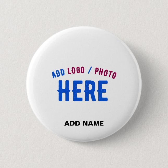 STYLISH MODERN CUSTOMIZABLE WHITE VERIFIED BRANDED 2 INCH ROUND BUTTON (Front)