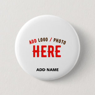 STYLISH MODERN CUSTOMIZABLE WHITE VERIFIED BRANDED 2 INCH ROUND BUTTON