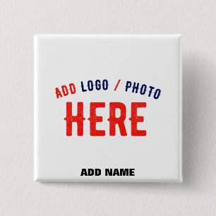 STYLISH MODERN CUSTOMIZABLE WHITE VERIFIED BRANDED 2 INCH SQUARE BUTTON