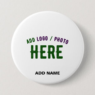 STYLISH MODERN CUSTOMIZABLE WHITE VERIFIED BRANDED 3 INCH ROUND BUTTON