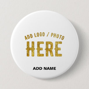 STYLISH MODERN CUSTOMIZABLE WHITE VERIFIED BRANDED 3 INCH ROUND BUTTON