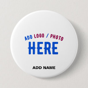 STYLISH MODERN CUSTOMIZABLE WHITE VERIFIED BRANDED 3 INCH ROUND BUTTON