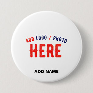 STYLISH MODERN CUSTOMIZABLE WHITE VERIFIED BRANDED 3 INCH ROUND BUTTON