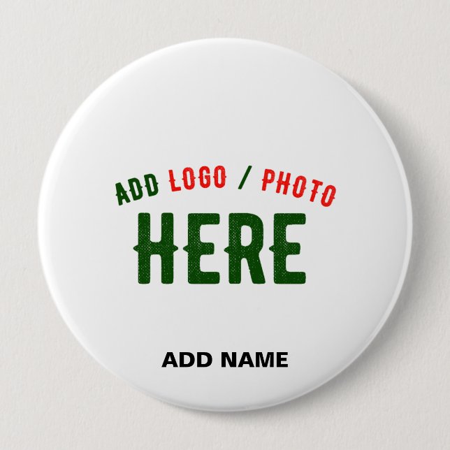 STYLISH MODERN CUSTOMIZABLE WHITE VERIFIED BRANDED 4 INCH ROUND BUTTON (Front)