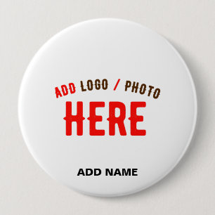 STYLISH MODERN CUSTOMIZABLE WHITE VERIFIED BRANDED 4 INCH ROUND BUTTON