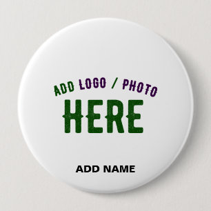 STYLISH MODERN CUSTOMIZABLE WHITE VERIFIED BRANDED 4 INCH ROUND BUTTON