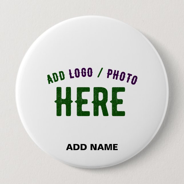 STYLISH MODERN CUSTOMIZABLE WHITE VERIFIED BRANDED 4 INCH ROUND BUTTON (Front)
