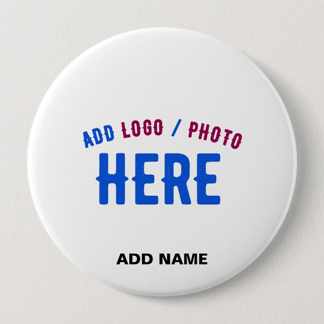STYLISH MODERN CUSTOMIZABLE WHITE VERIFIED BRANDED 4 INCH ROUND BUTTON (Front)