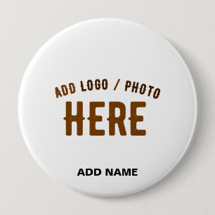 STYLISH MODERN CUSTOMIZABLE WHITE VERIFIED BRANDED 4 INCH ROUND BUTTON