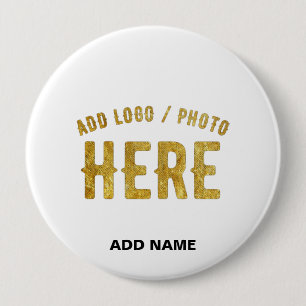 STYLISH MODERN CUSTOMIZABLE WHITE VERIFIED BRANDED 4 INCH ROUND BUTTON