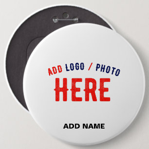 STYLISH MODERN CUSTOMIZABLE WHITE VERIFIED BRANDED 6 INCH ROUND BUTTON