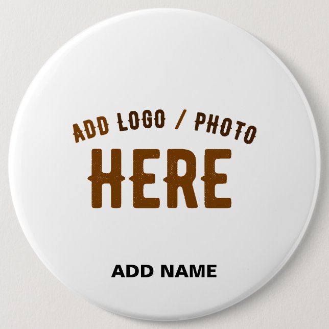 STYLISH MODERN CUSTOMIZABLE WHITE VERIFIED BRANDED 6 INCH ROUND BUTTON (Front)