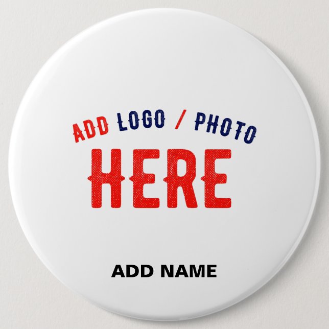 STYLISH MODERN CUSTOMIZABLE WHITE VERIFIED BRANDED 6 INCH ROUND BUTTON (Front)