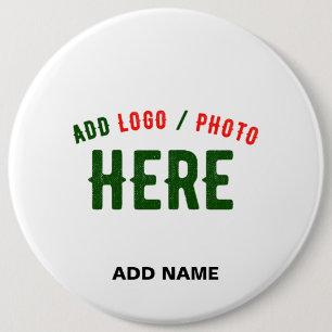 STYLISH MODERN CUSTOMIZABLE WHITE VERIFIED BRANDED 6 INCH ROUND BUTTON