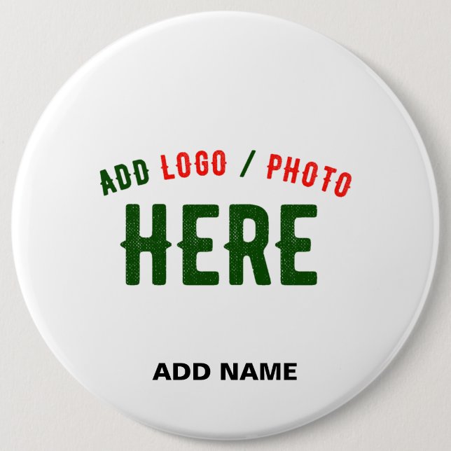 STYLISH MODERN CUSTOMIZABLE WHITE VERIFIED BRANDED 6 INCH ROUND BUTTON (Front)
