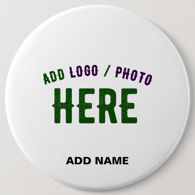 STYLISH MODERN CUSTOMIZABLE WHITE VERIFIED BRANDED 6 INCH ROUND BUTTON (Front)