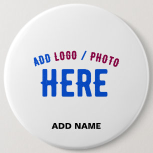 STYLISH MODERN CUSTOMIZABLE WHITE VERIFIED BRANDED 6 INCH ROUND BUTTON