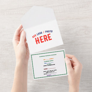 STYLISH MODERN CUSTOMIZABLE WHITE VERIFIED BRANDED ALL IN ONE INVITATION