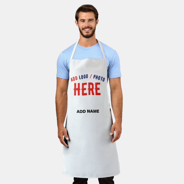 STYLISH MODERN CUSTOMIZABLE WHITE VERIFIED BRANDED APRON (Worn)