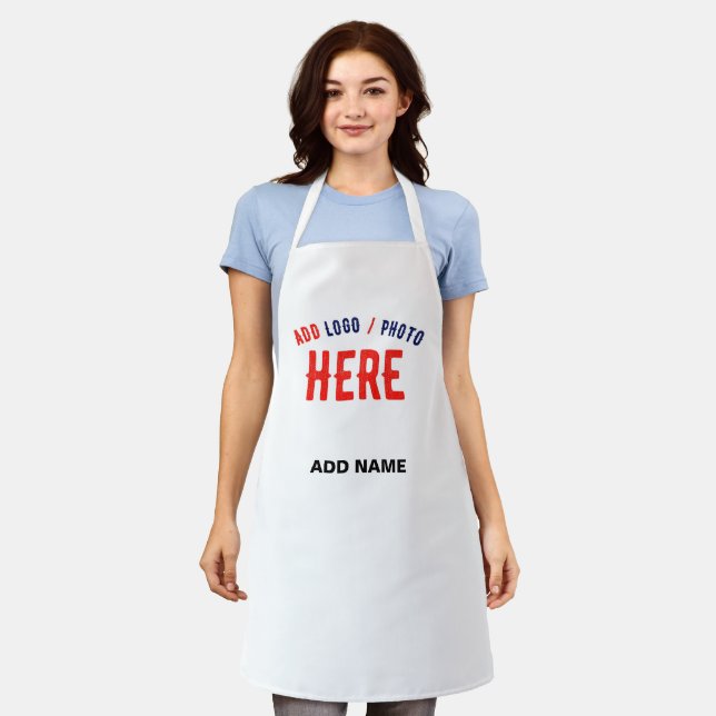 STYLISH MODERN CUSTOMIZABLE WHITE VERIFIED BRANDED APRON (Worn)