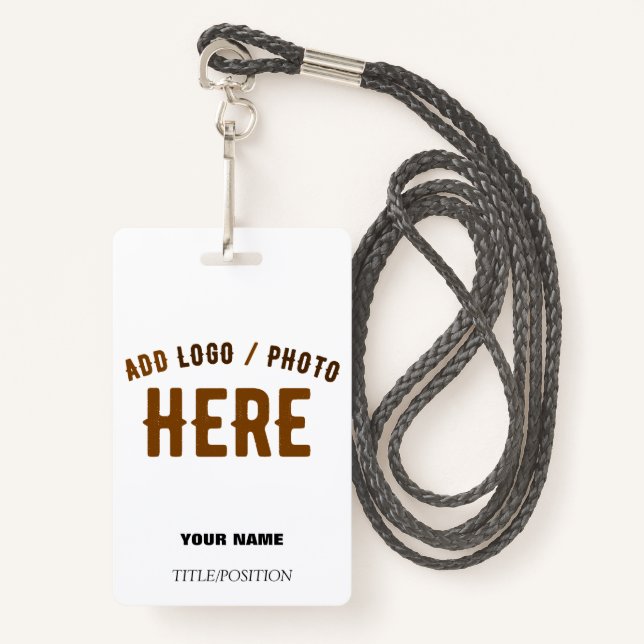 STYLISH MODERN CUSTOMIZABLE WHITE VERIFIED BRANDED BADGE (Front with Lanyard)