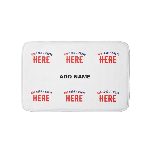 STYLISH MODERN CUSTOMIZABLE WHITE VERIFIED BRANDED BATH MAT (Front)