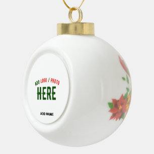 STYLISH MODERN CUSTOMIZABLE WHITE VERIFIED BRANDED CERAMIC BALL CHRISTMAS ORNAMENT