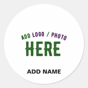 STYLISH MODERN CUSTOMIZABLE WHITE VERIFIED BRANDED CLASSIC ROUND STICKER