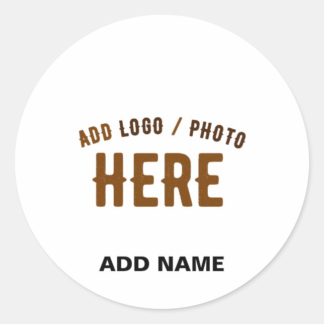 STYLISH MODERN CUSTOMIZABLE WHITE VERIFIED BRANDED CLASSIC ROUND STICKER (Front)