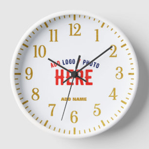 STYLISH MODERN CUSTOMIZABLE WHITE VERIFIED BRANDED CLOCK