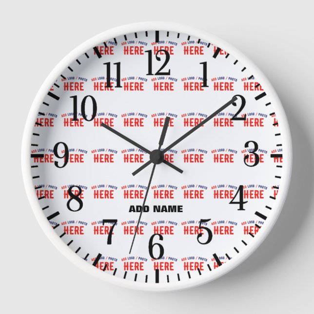 STYLISH MODERN CUSTOMIZABLE WHITE VERIFIED BRANDED CLOCK (Front)